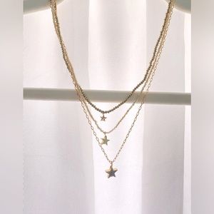 Layered gold star necklace